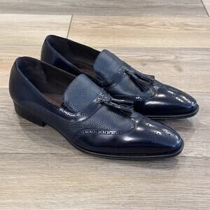 Mezlan Made in Spain Navy/Black Leather Oxfords Wingtip Dress Shoes Mens 13 EUC